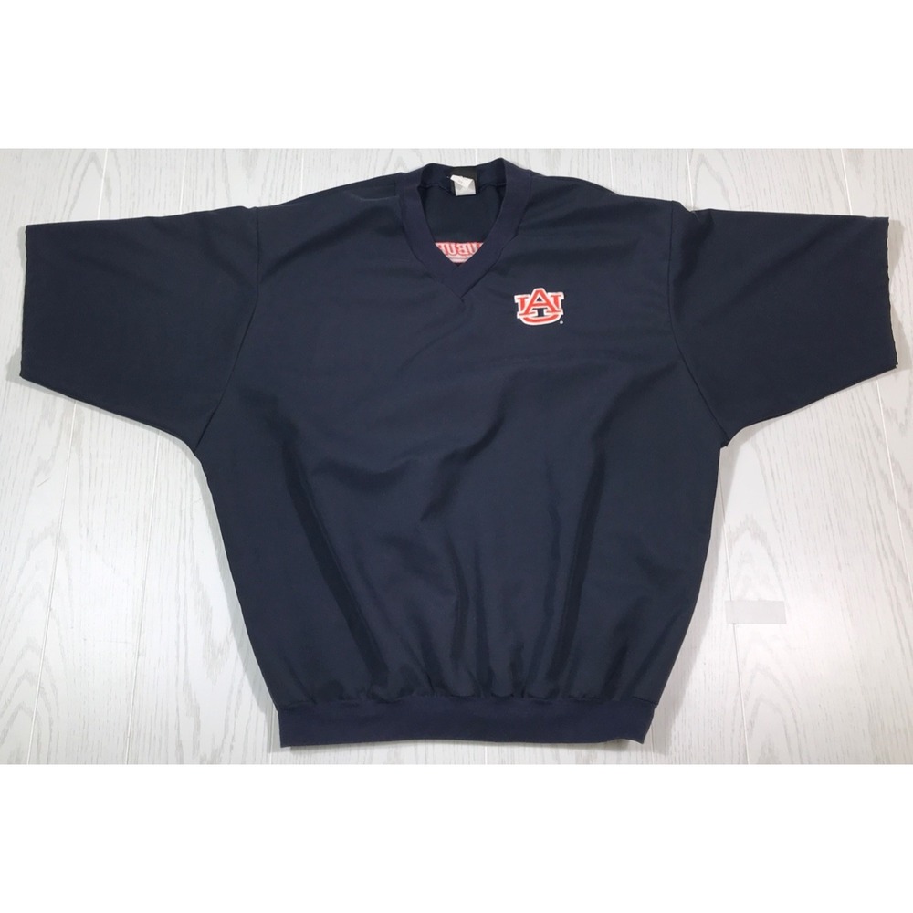 Vintage Auburn Tigers Jacket Mens L Blue Datrek 3/4 Sleeve Softshell V-Neck 90s